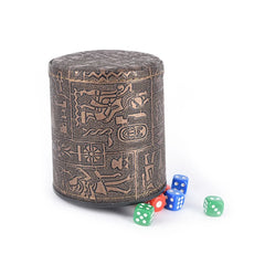 Egyptian pattern Brown Leather Rune Dice Cup