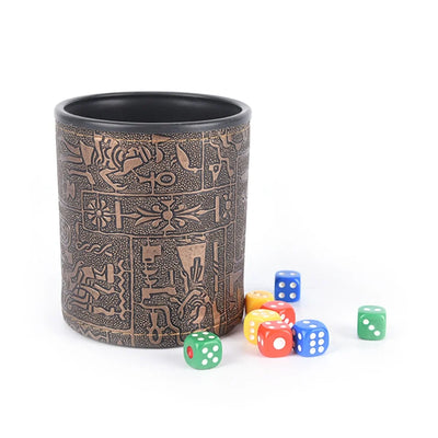 Egyptian pattern Brown Leather Rune Dice Cup