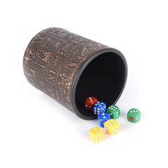 Egyptian pattern Brown Leather Rune Dice Cup